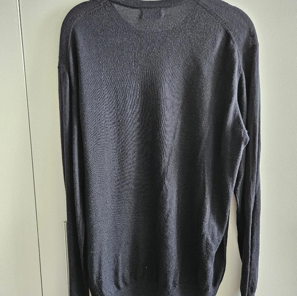 Proper Cloth Men's Size L Navy Blue Merino Wool Crewneck Sweater - Picture 5 of 7